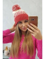 Dámska čiapka s brmbolcom Abigail K326 raspberry+ecru