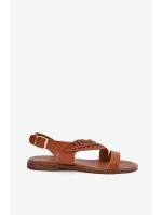 Sandały Damskie Z Naturalnej Skóry Na Płaskim Obcasie Zazoo 3564 Camel Sandały Damskie Z Naturalnej Skóry Na Płaskim Obcasie Zazoo 3564 Camel