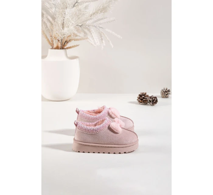 Dětské sněhule s výšivkou a mašlí Růžové model 21762666 - Boto Dětské sněhule s výšivkou a mašlí Růžové model 21762666 - Boto