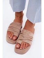 Dámské pantofle s řasením Béžové Gelmira