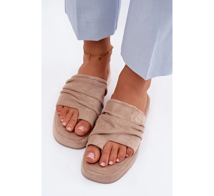 Dámské pantofle s řasením Béžové Gelmira