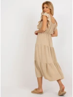 Sukienka DHJ SK model 18605439 ciemny bezowy - FPrice Sukienka DHJ SK model 18605439 ciemny bezowy - FPrice