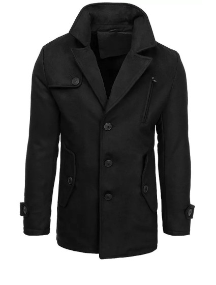 Pánsky čierny kabát Dstreet CX0440