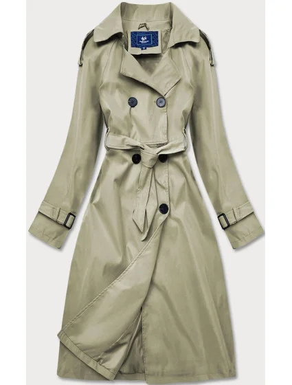 Dvojradový kabát v khaki farbe s opaskom (AG3-011) Dvojradový kabát v khaki farbe s opaskom (AG3-011)