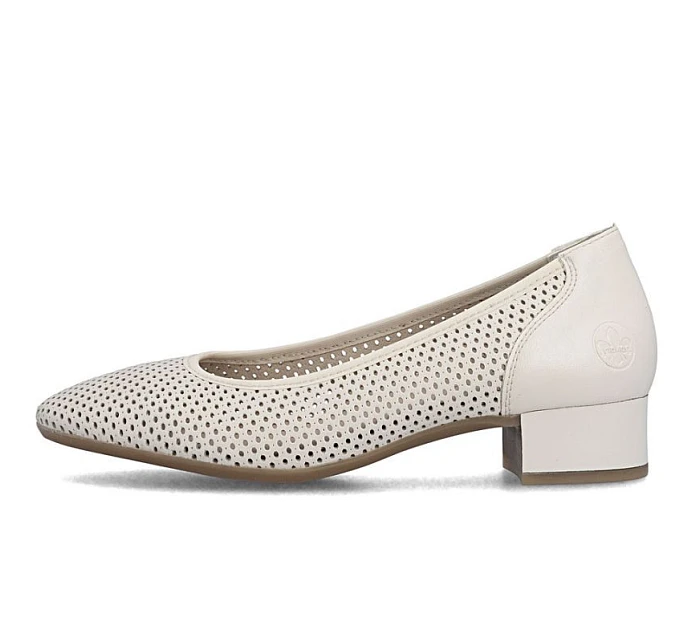 Dámske béžové kožené lodičky Rieker 43459-60