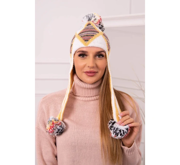 Dámska klapka na uši Eunika K322 biela + žltá