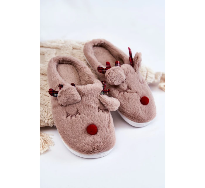 Dámské vánoční kožešinové pantofle se model 21605221 béžovou Claire - Boto