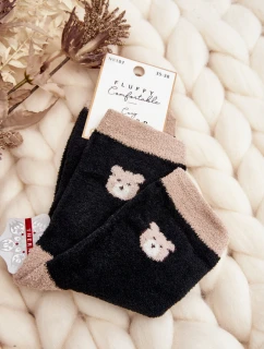 Damskie Ciepłe Skarpety Z Misiem Czarne