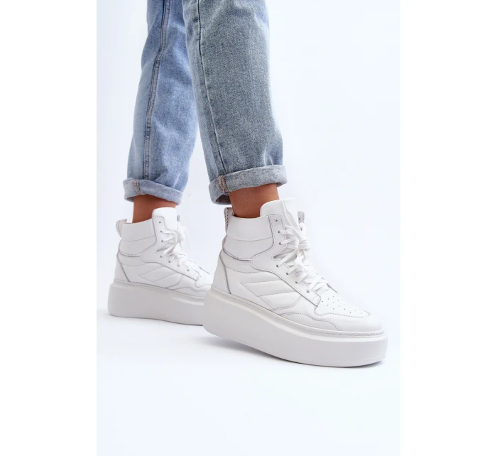 model 21647188 Dámské Kožené Sportovní Boty Na Platformě Bílé - Zazoo model 21647188 Dámské Kožené Sportovní Boty Na Platformě Bílé - Zazoo