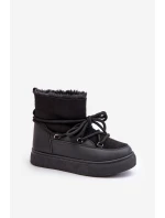 Śniegowce Damskie Na Platformie Ocieplane Futerkiem Czarne Aziara