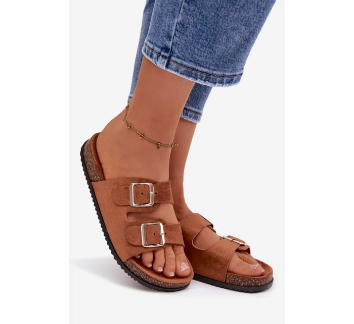 Dámské pantofle s přezkami Camel Oliena