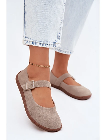 Baleríny Barefoot z přírodní semiš model 22133944 Cappuccino - Zazoo