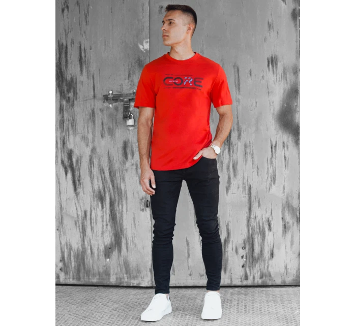 Pánské oranžové tričko s potiskem Dstreet model 21973818 - FashionStreet