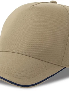 Atlantis Headwear Recy Five Piping – 5-panelová sendvičová čiapka 33.0282 khaki/navy
