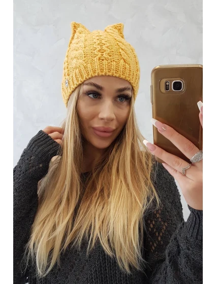 hořčicová fleecová čepice model 18750011 - K-Fashion