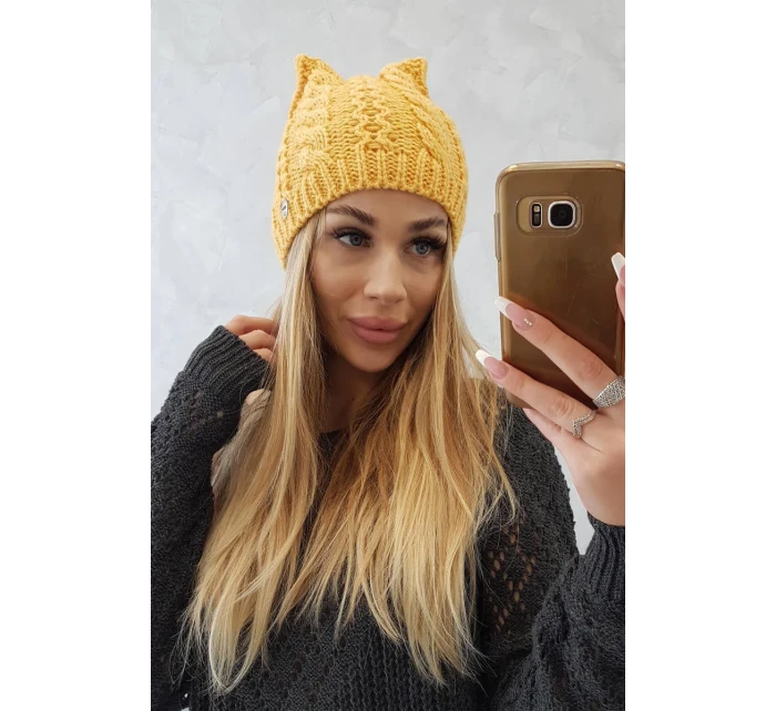 hořčicová fleecová čepice model 18750011 - K-Fashion