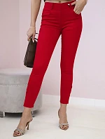 Nohavice z farebného denimu s mašľou červené