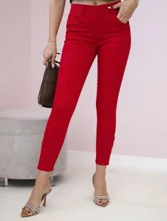 Kalhoty barevné džínové s mašlí červené