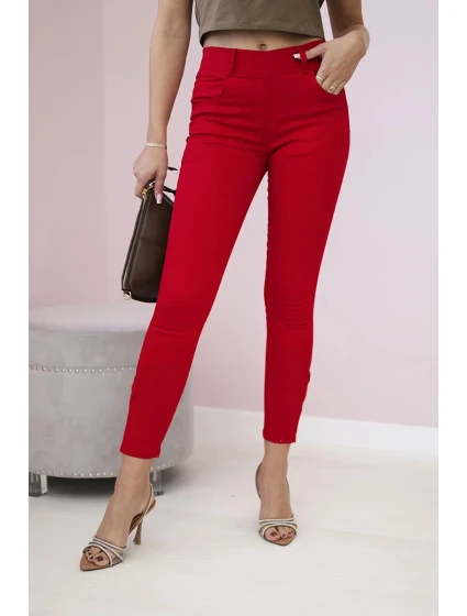 Kalhoty barevné džínové s mašlí červené