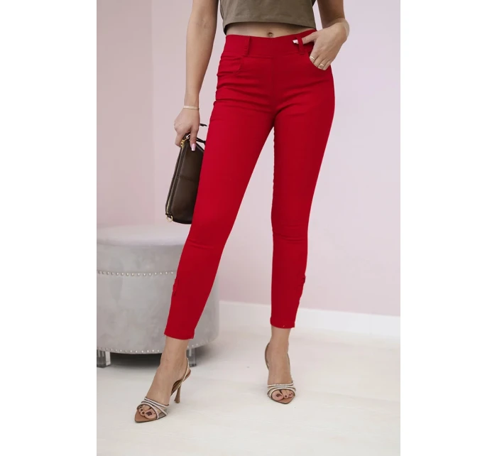 Kalhoty barevné džínové s mašlí červené