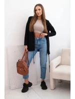 Dámská mikina s kapucí a šňůrkou dole černá