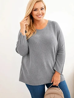 Dámsky sveter vo veľkosti plus size s lodkovým výstrihom, grafitová farba