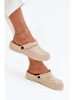 Piankowe Klapki Chodaki Damskie Beżowe Faylina Piankowe Klapki Chodaki Damskie Beżowe Faylina