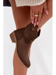 Dámské perforované kotníkové boty na podpatku Briavine