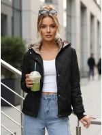 Dámska prechodná prešívaná bunda s kapucňou čierna FashionStreet TY5618