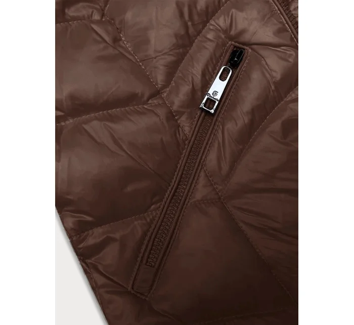 Dámska prechodná prešívaná bunda s kapucňou Glakate camel (LU-2202)