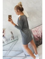 Šaty s potiskem model 18744178 v grafitové barvě - K-Fashion Šaty s potiskem model 18744178 v grafitové barvě - K-Fashion