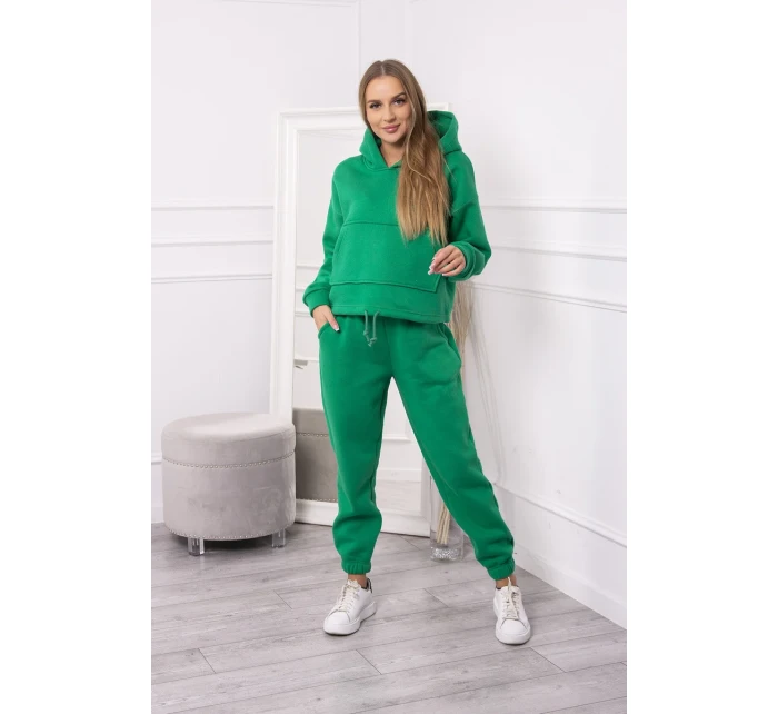 Teplá súprava s mikinou viazanou v spodnej časti v zelenej farbe Teplá súprava s mikinou viazanou v spodnej časti v zelenej farbe
