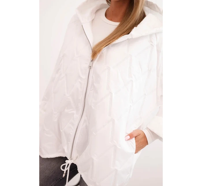 Dámska prešívaná bunda s kapucňou biela