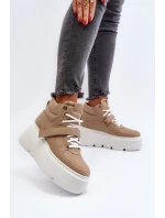 Zazoo 3450 Skórzane Sneakersy Damskie Beżowe