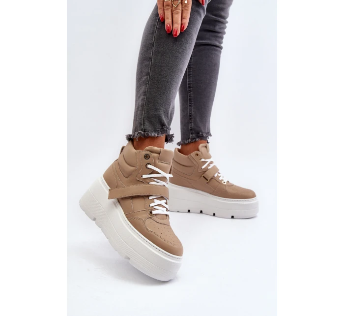 Zazoo 3450 Skórzane Sneakersy Damskie Beżowe