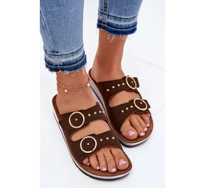 Wygodne Klapki Damskie Inblu CP000054 Brązowe