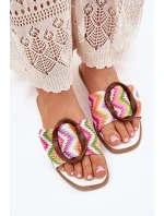 Klapki Damskie Płaskie Z Ozdobną Klamrą Białe Luwam Klapki Damskie Płaskie Z Ozdobną Klamrą Białe Luwam