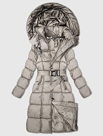 Dlhá hrubá zimná bunda s prúžkom Minority Beige (P3-6033-62)