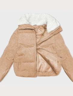 Dámska manšestrová bunda pieskovej farby s vysokým stojačikom J Style (5M3230-333)