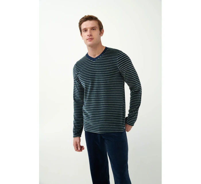 Sametové pruhované pyžamo model 20517127 - Vamp Sametové pruhované pyžamo model 20517127 - Vamp