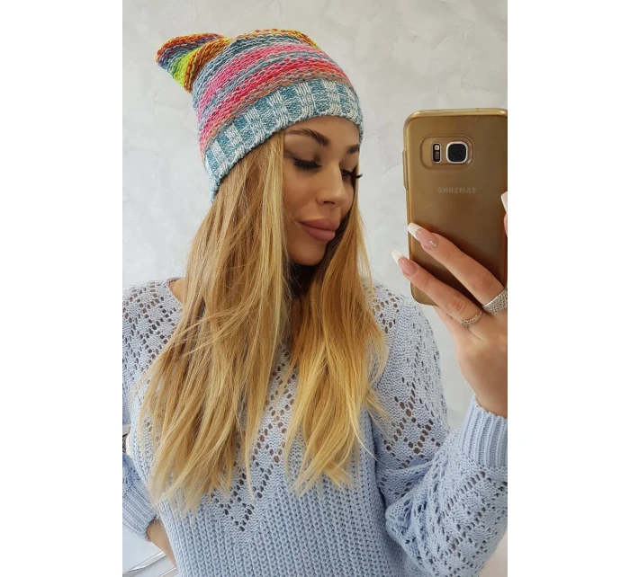 Krystyna fleecová čiapka K207 neon green+blue