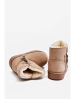 Dziecięce Wsuwane Ocieplane Botki Śniegowce Beżowe Catellie Dziecięce Wsuwane Ocieplane Botki Śniegowce Beżowe Catellie