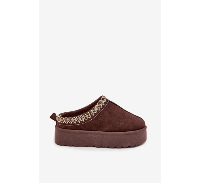 Dětské mládežnické sněhule s výšivkou na platformě čokoládové Jolisse Dětské mládežnické sněhule s výšivkou na platformě čokoládové Jolisse