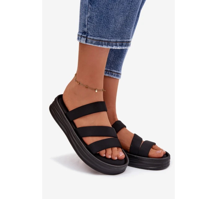 dámské pantofle na platformě s pásky Černé model 21943290 - Boto dámské pantofle na platformě s pásky Černé model 21943290 - Boto