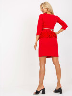 Červené koktailové šaty s 3/4 rukávmi