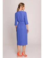 Šaty so zavinovacími detailmi S396 modré - Stylove