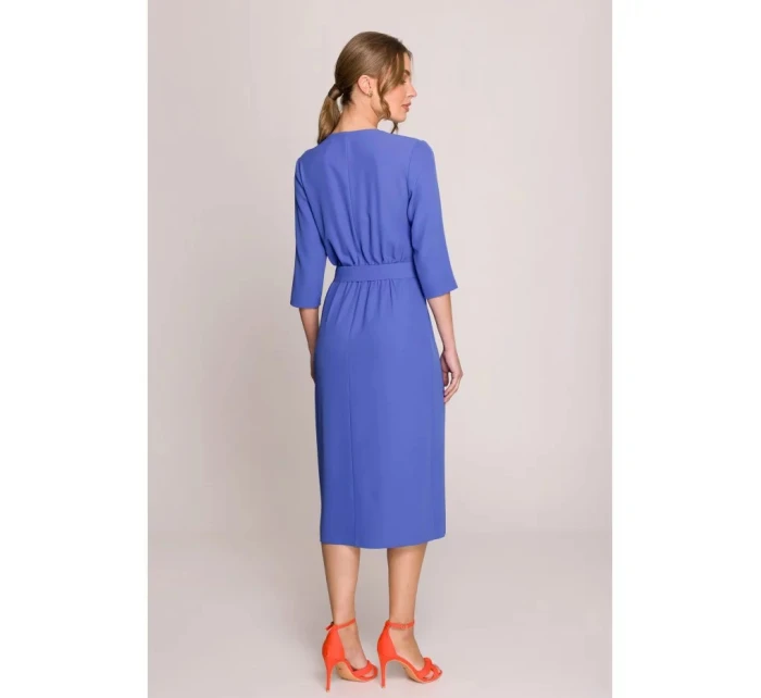 Šaty so zavinovacími detailmi S396 modré - Stylove