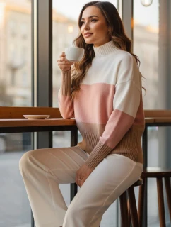 Dámsky sveter STRIPELO pink FashionStreet MY2417