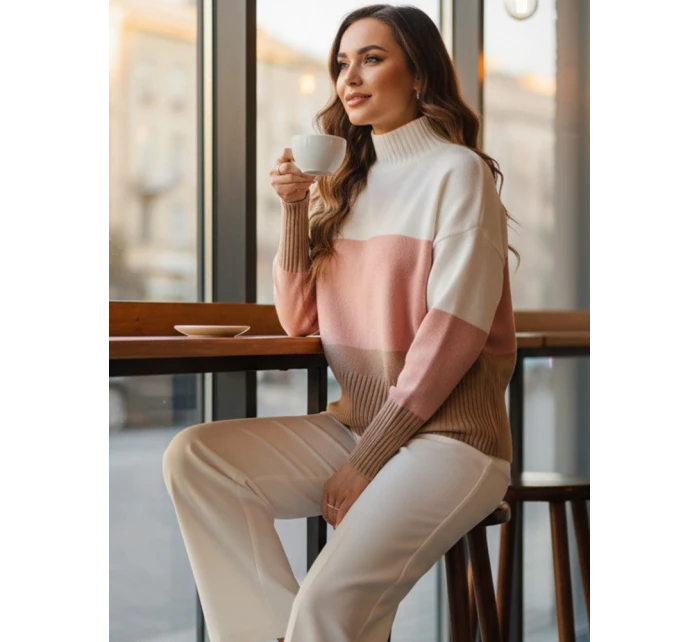 Dámsky sveter STRIPELO pink FashionStreet MY2417