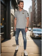 Pánská polokošile s nášivkami šedá Dstreet model 21987874 - FashionStreet Pánská polokošile s nášivkami šedá Dstreet model 21987874 - FashionStreet